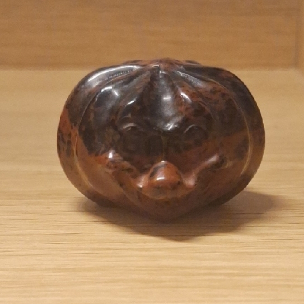 Mahogany Obsidian Jack-O-Lantern Carving